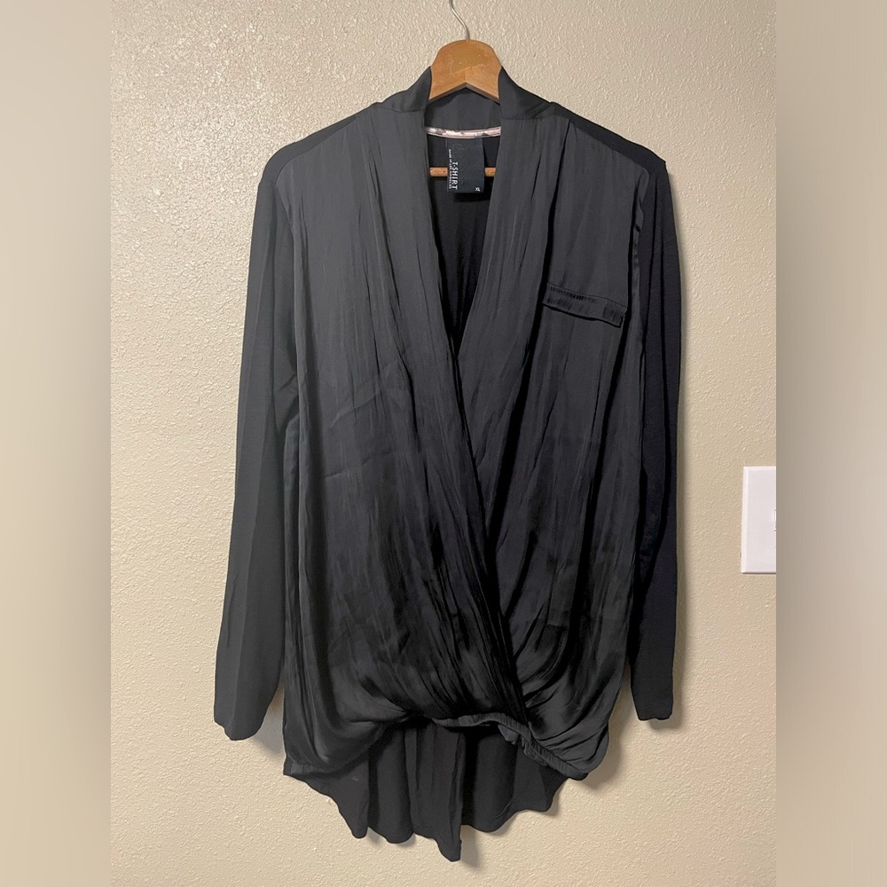 Dolan blouse size XL. Satin front, knit jersey back.